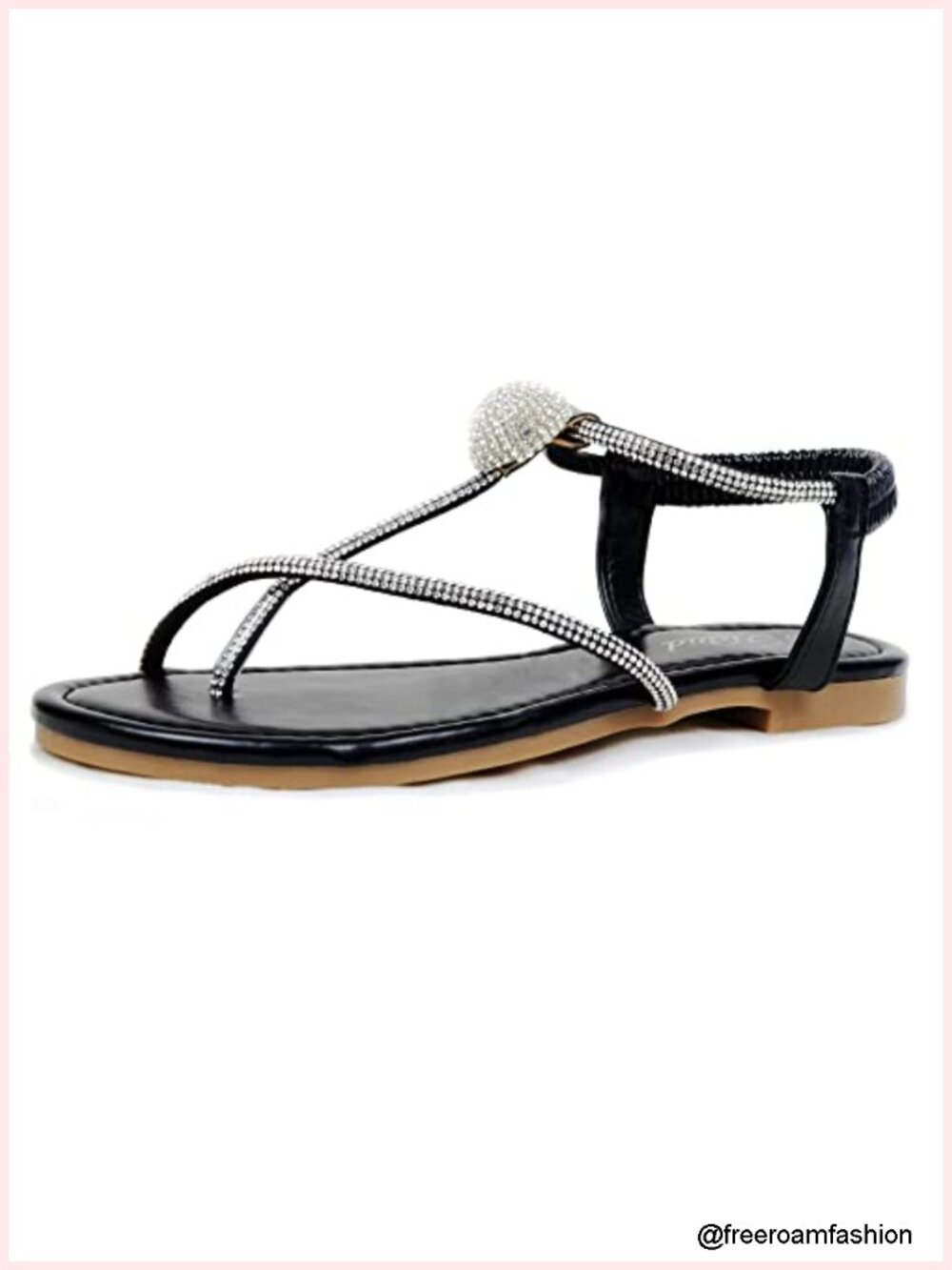 Sparkly Rhinestone Strappy Flats Sandals Dressy Boho Shoe - Picture 3 of 6